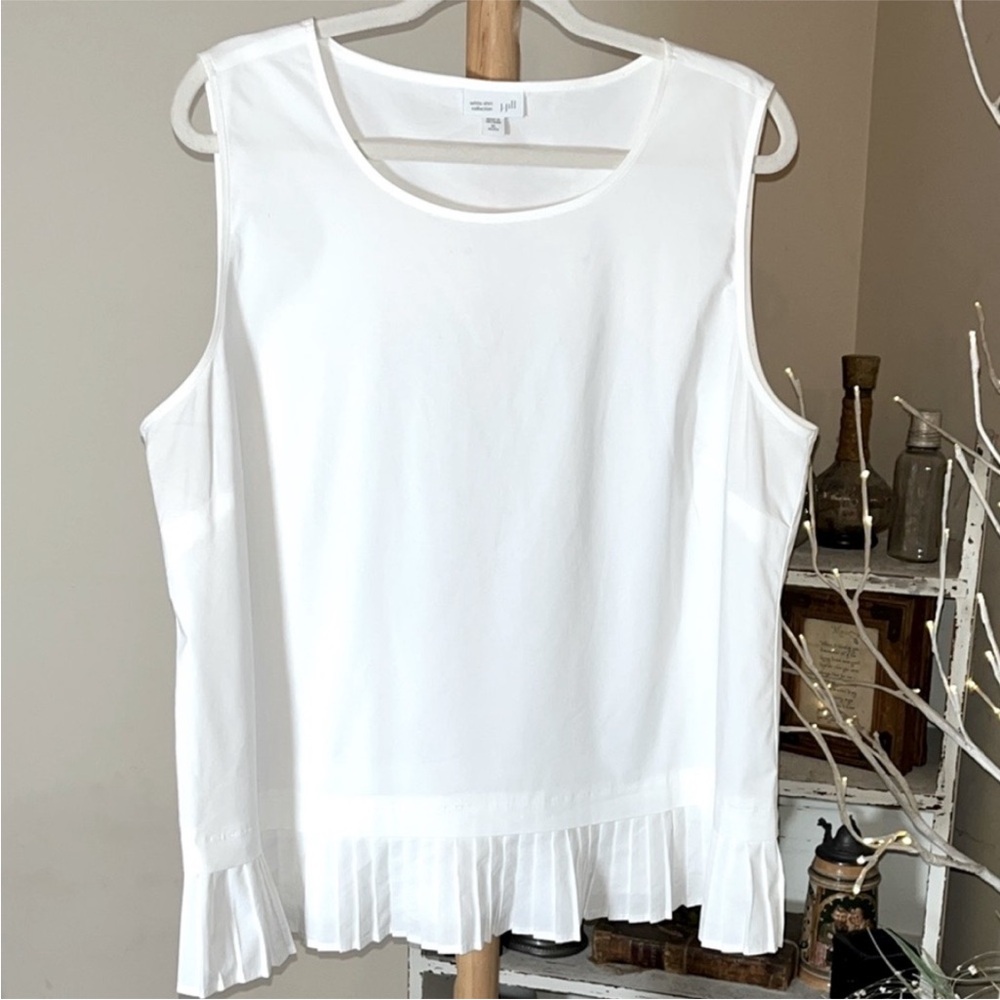 J. Jill White Sleeveless Pleated-Hem Tank